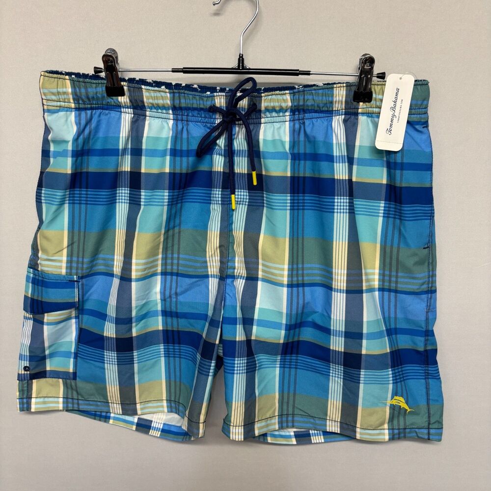 NWT Tommy Bahama Men Naple Riviera Madras Swim Shorts Trunks XL X-Large C137 -25